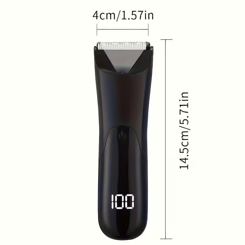 Professional Body Hair Trimmer – Ceramic Blade Groomer with LCD Display & 2 Guards